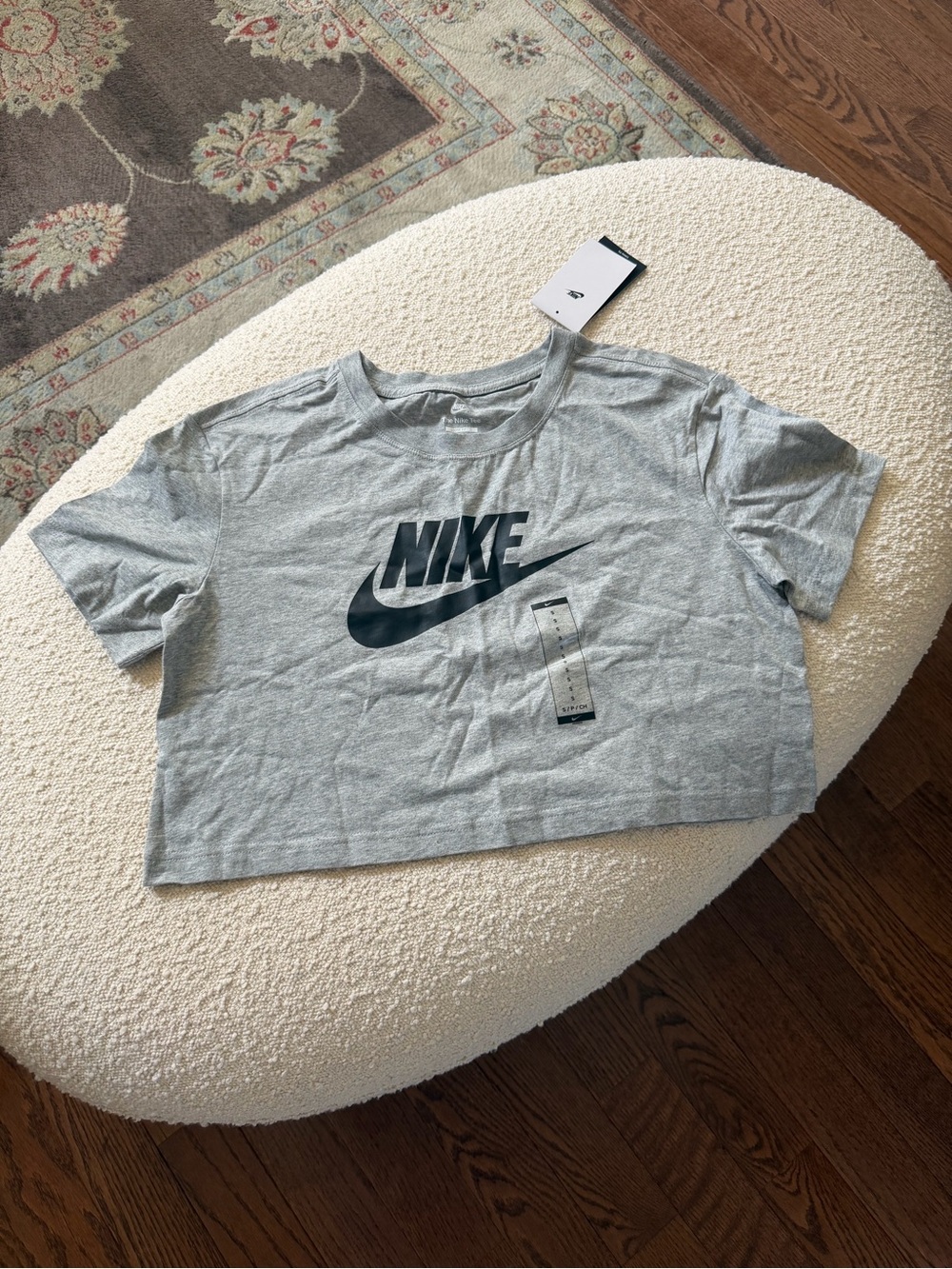 Nike Gray Crop Top with Black Logo
